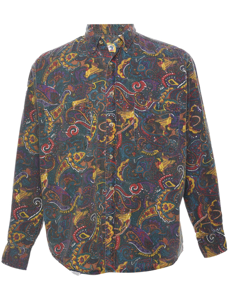 Paisley Print Denim Shirt - L