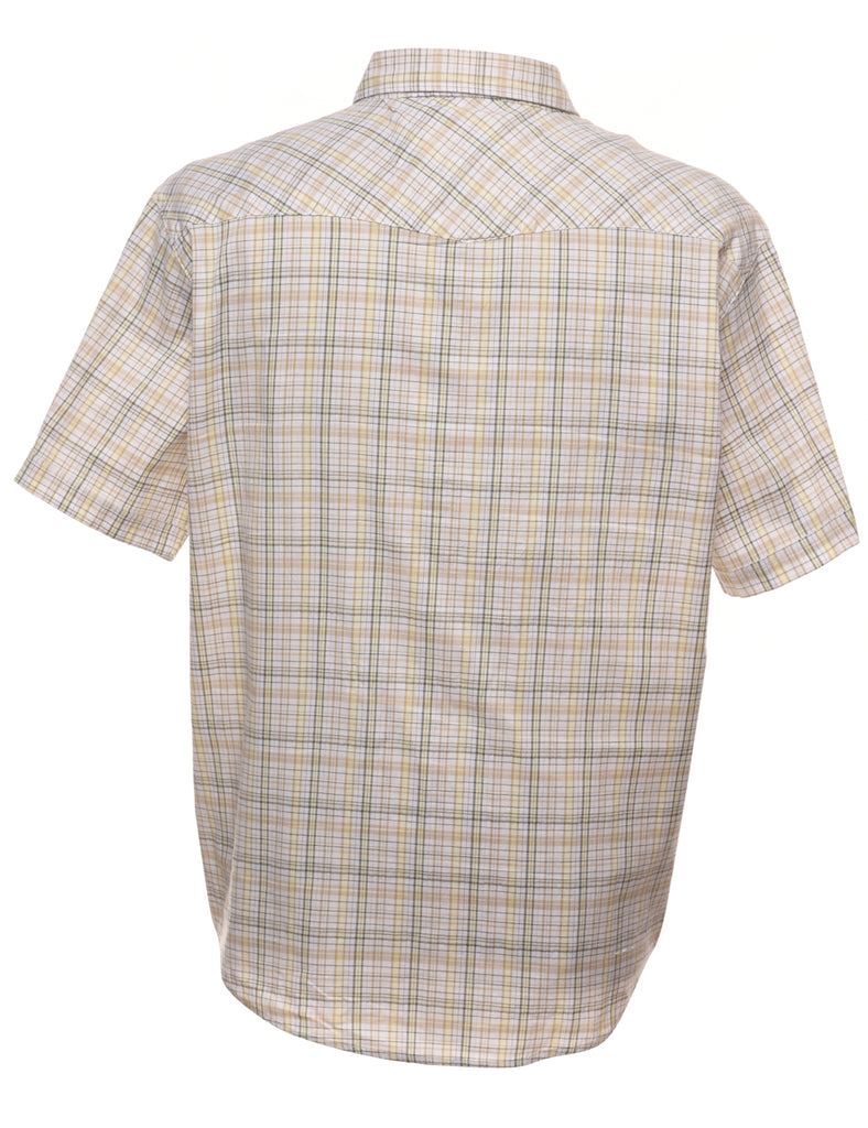 Pale Yellow & Grey Western Checked Shirt - L