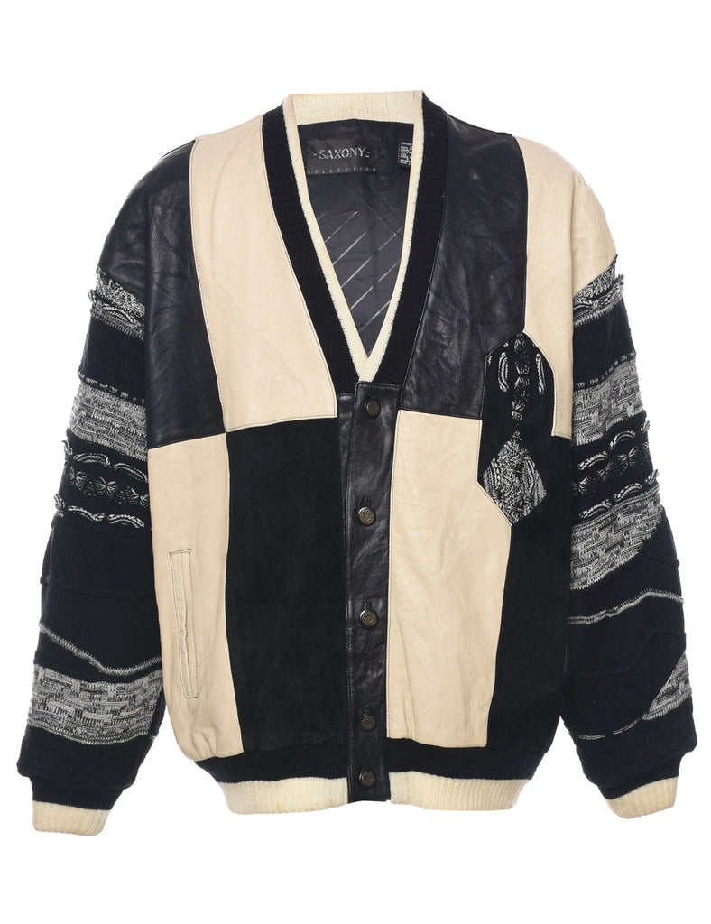 Patchwork Leather And Acrylic Jacket - XL