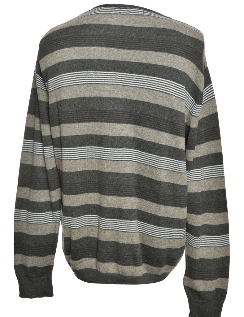 Patterned Dark Grey Jumper - M