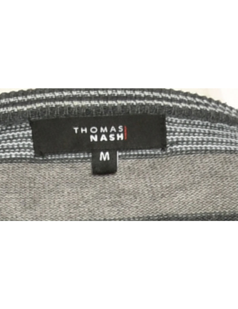 Patterned Dark Grey Jumper - M