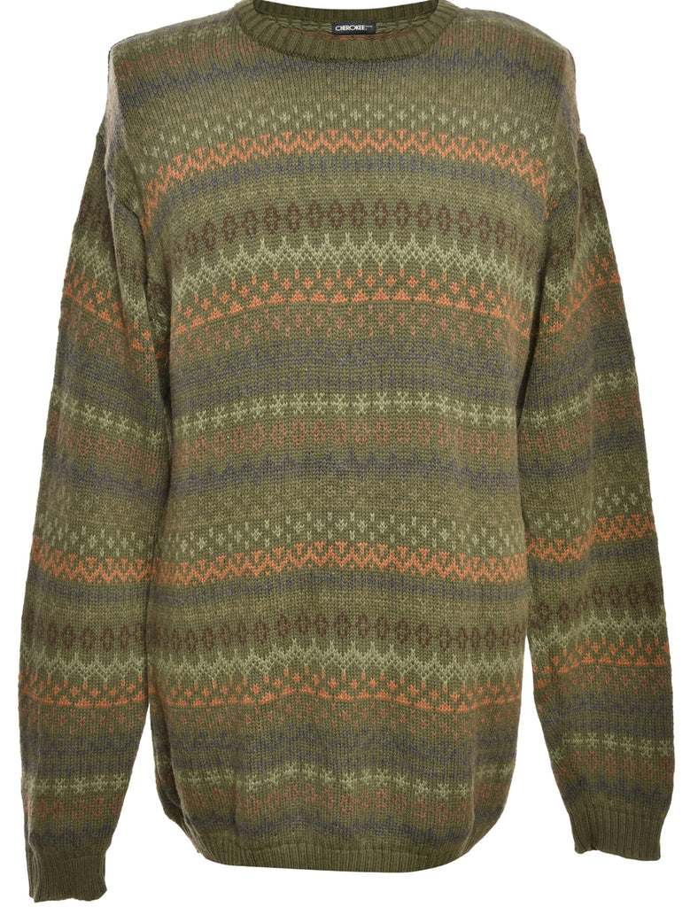 Patterned Green Jumper - L