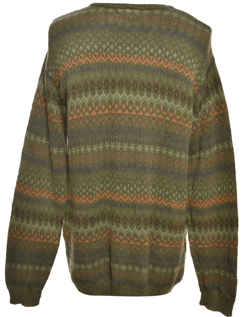 Patterned Green Jumper - L