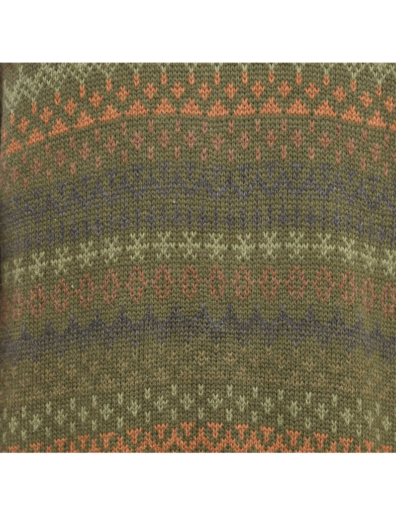 Patterned Green Jumper - L