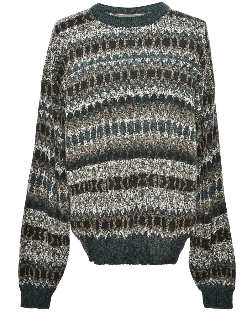 Patterned Grey Jumper - L