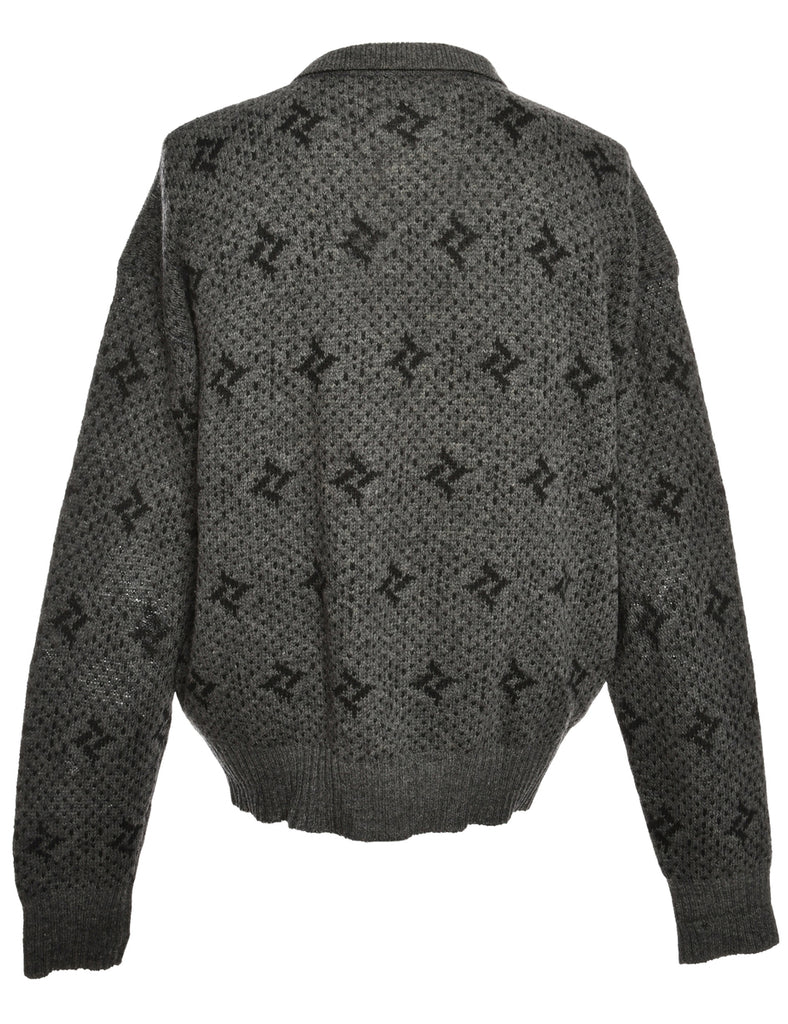 Patterned Grey Jumper - M