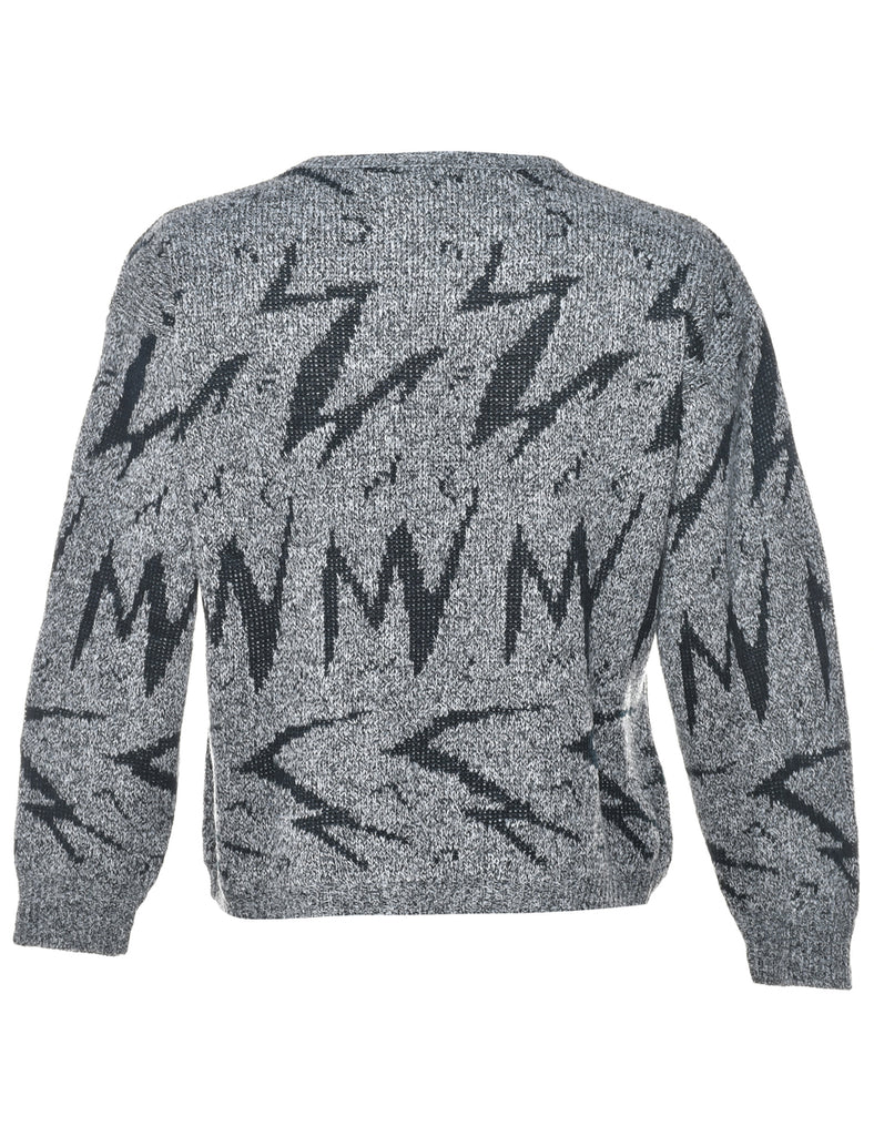 Patterned Grey Jumper - M
