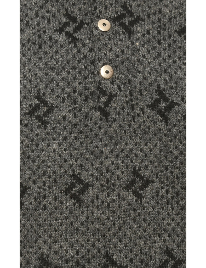 Patterned Grey Jumper - M