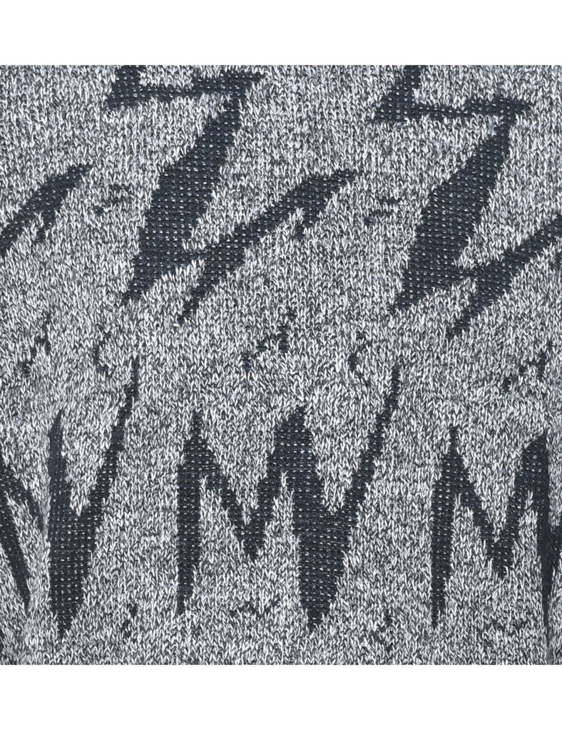 Patterned Grey Jumper - M