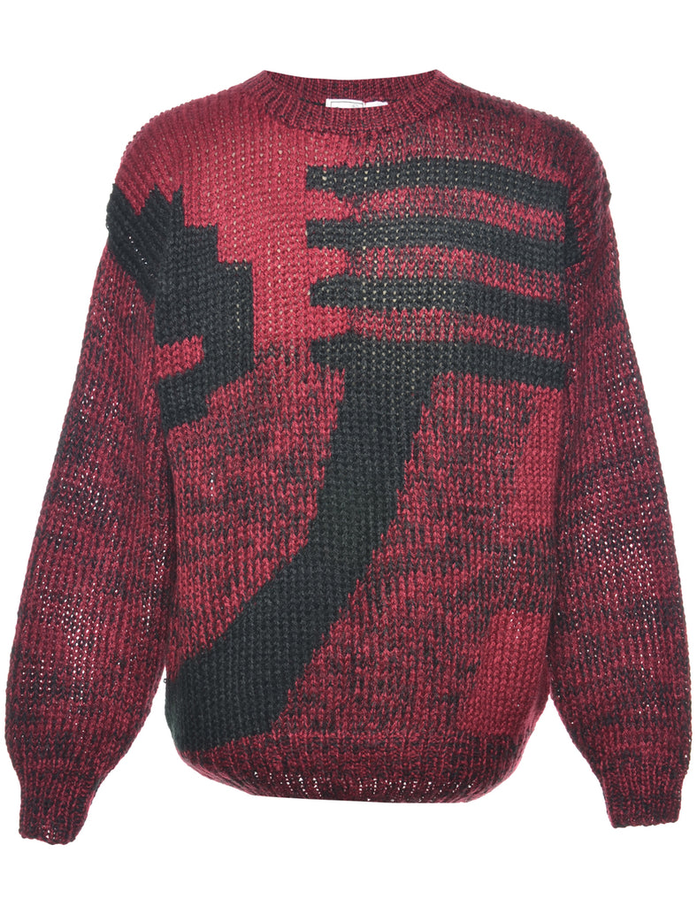 Patterned Maroon Jumper - M