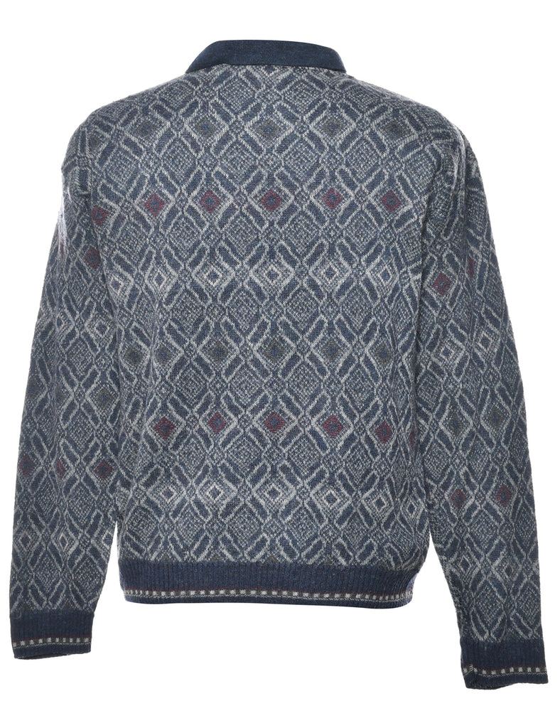 Patterned Navy Jumper - M