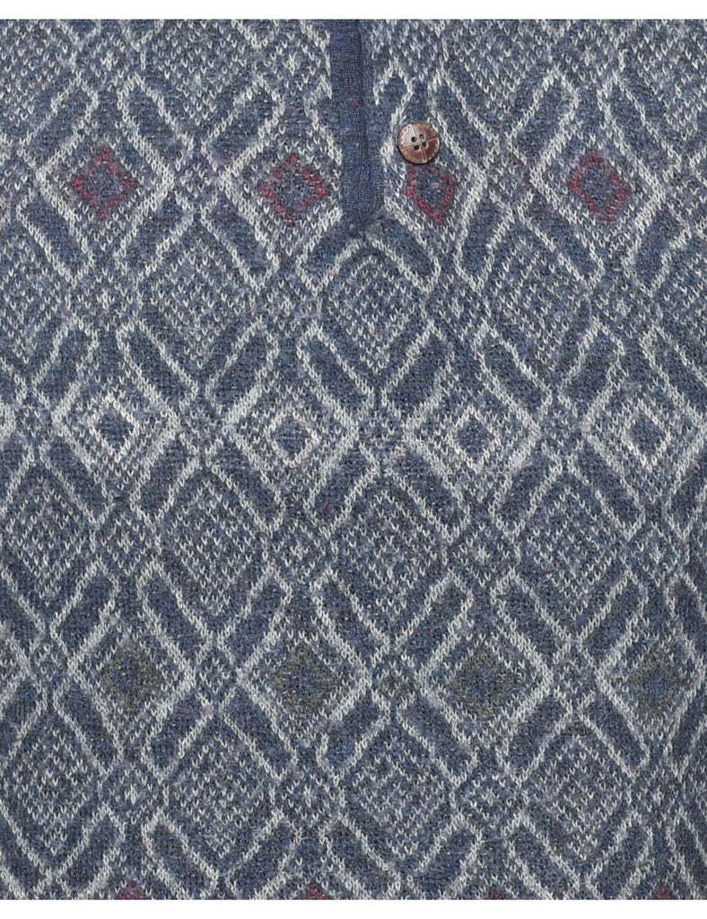 Patterned Navy Jumper - M