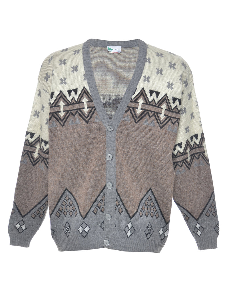 Patterned Off White Cardigan - M