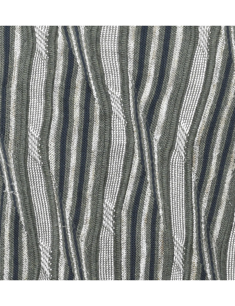 Patterned Olive Green Jumper - M