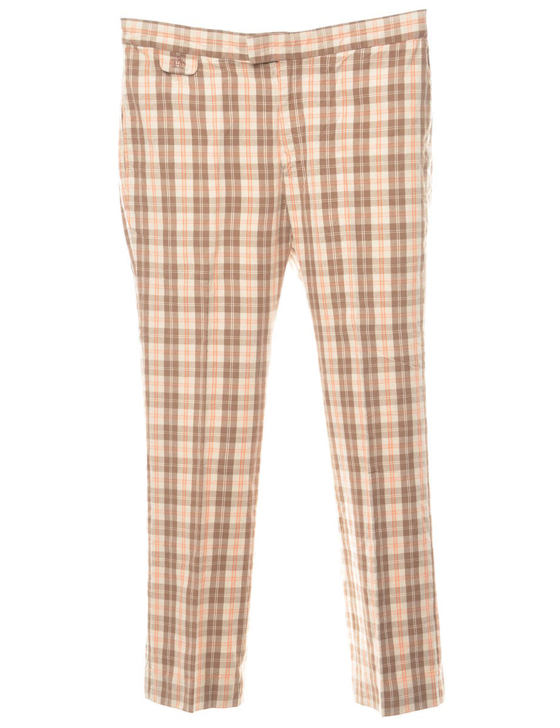Penguin Brown & Orange Checked Trousers - W36 L31