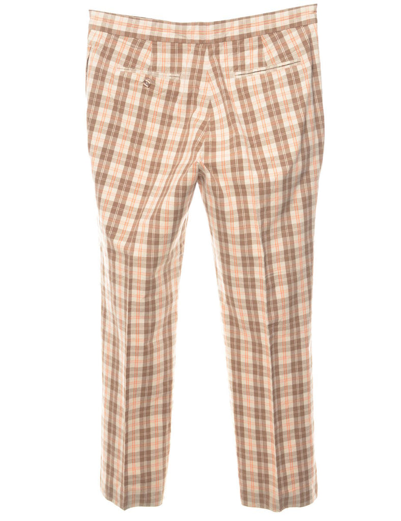 Penguin Brown & Orange Checked Trousers - W36 L31