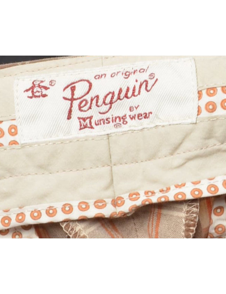 Penguin Brown & Orange Checked Trousers - W36 L31