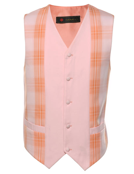 Pink Orange Contrast Checked Waistcoat L