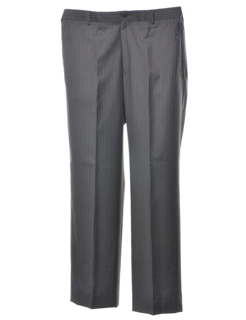 Pinstriped Black Suit Trousers - W36 L33