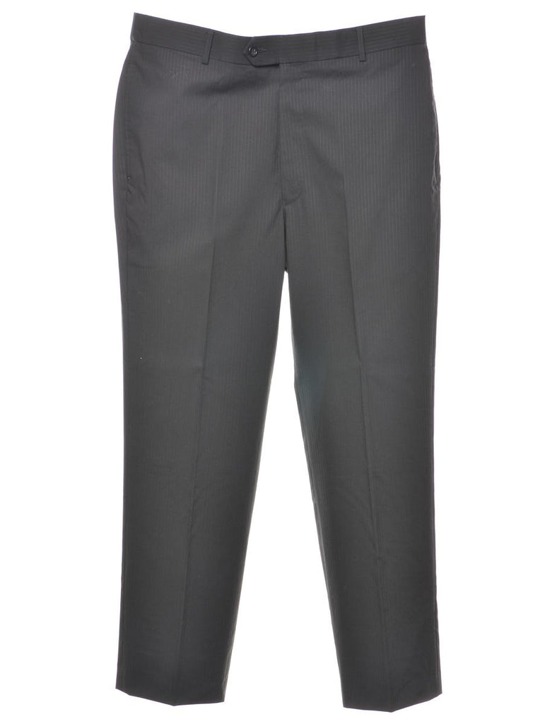 Pinstriped Black Suit Trousers - W36 L30