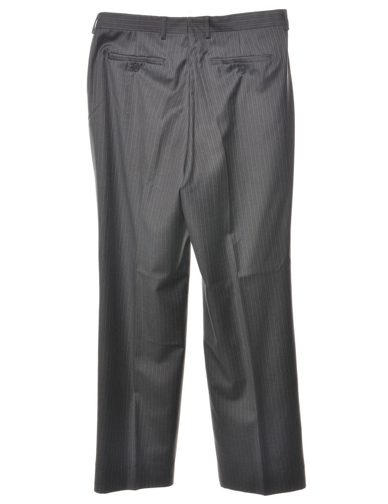 Pinstriped Black Suit Trousers - W36 L33