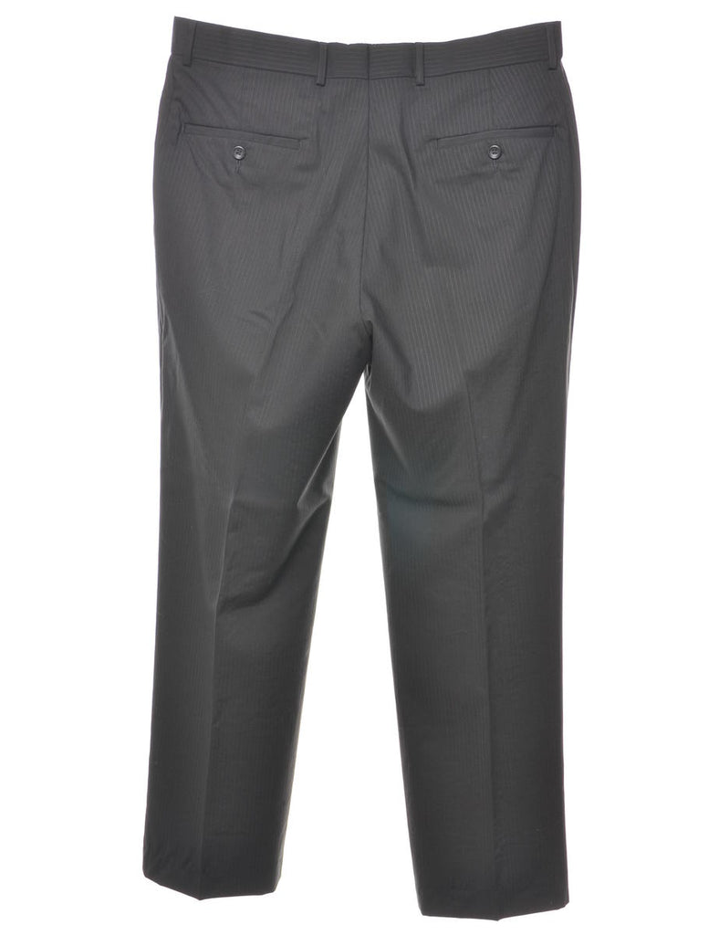 Pinstriped Black Suit Trousers - W36 L30
