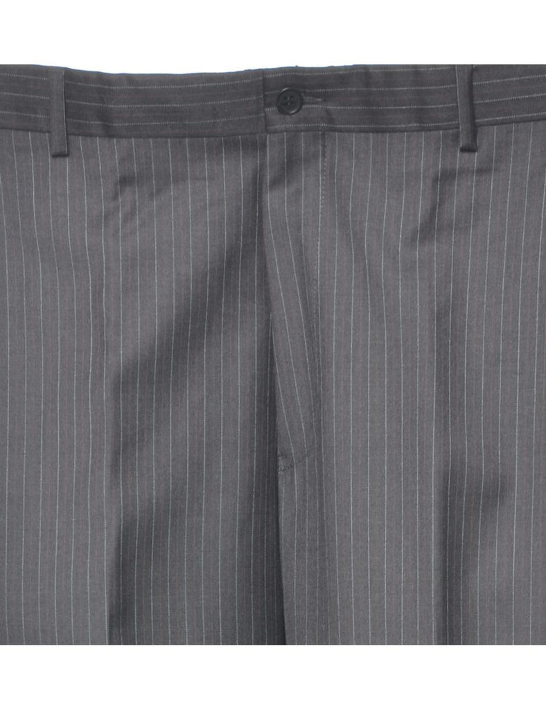 Pinstriped Black Suit Trousers - W36 L33