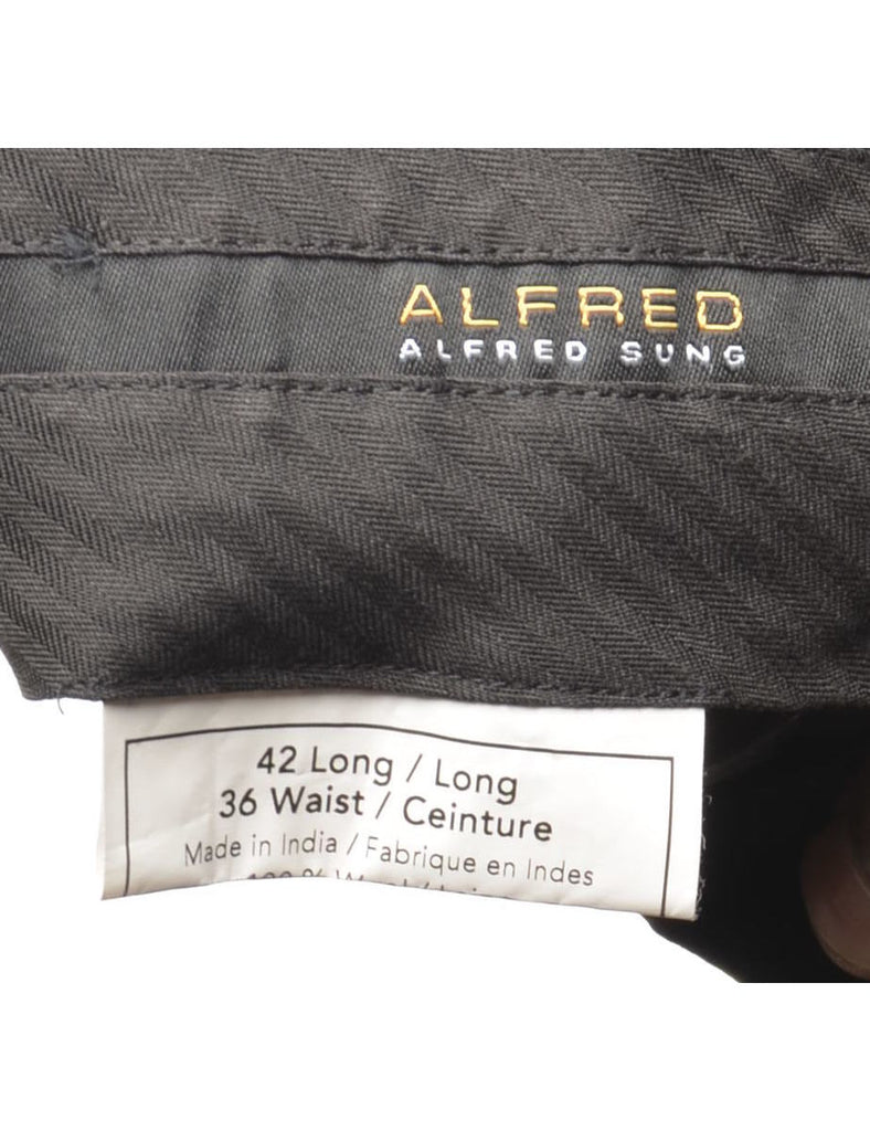Pinstriped Black Suit Trousers - W36 L30