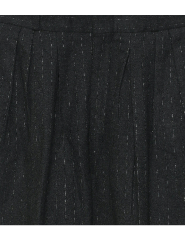 Pinstriped Black Trousers - W34 L30