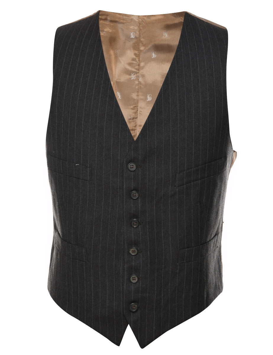 Pinstriped Black Waistcoat M