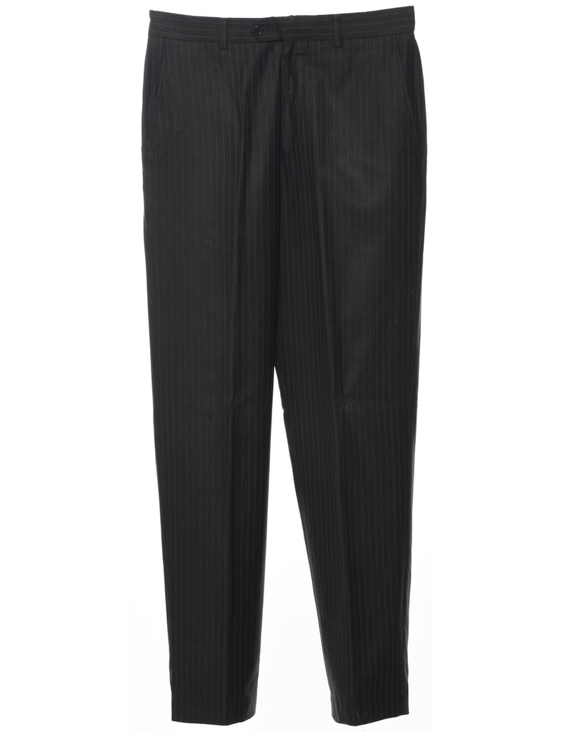 Pinstriped Dark Brown Trousers - W32 L32