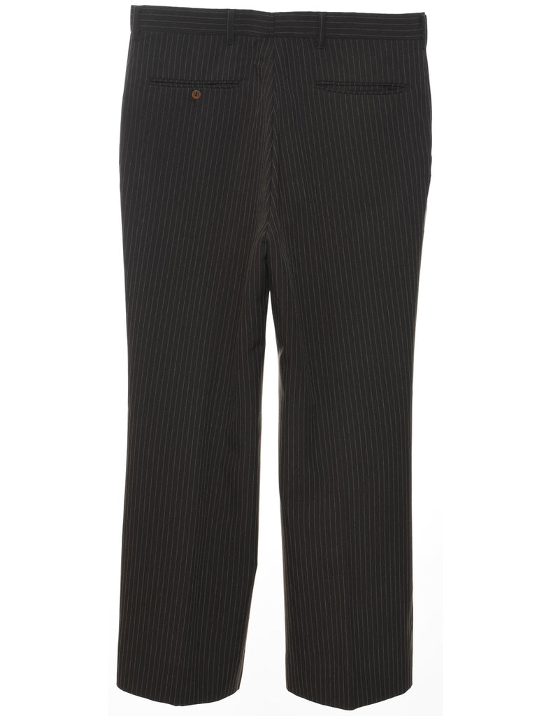 Pinstriped Dark Brown Trousers - W34 L28