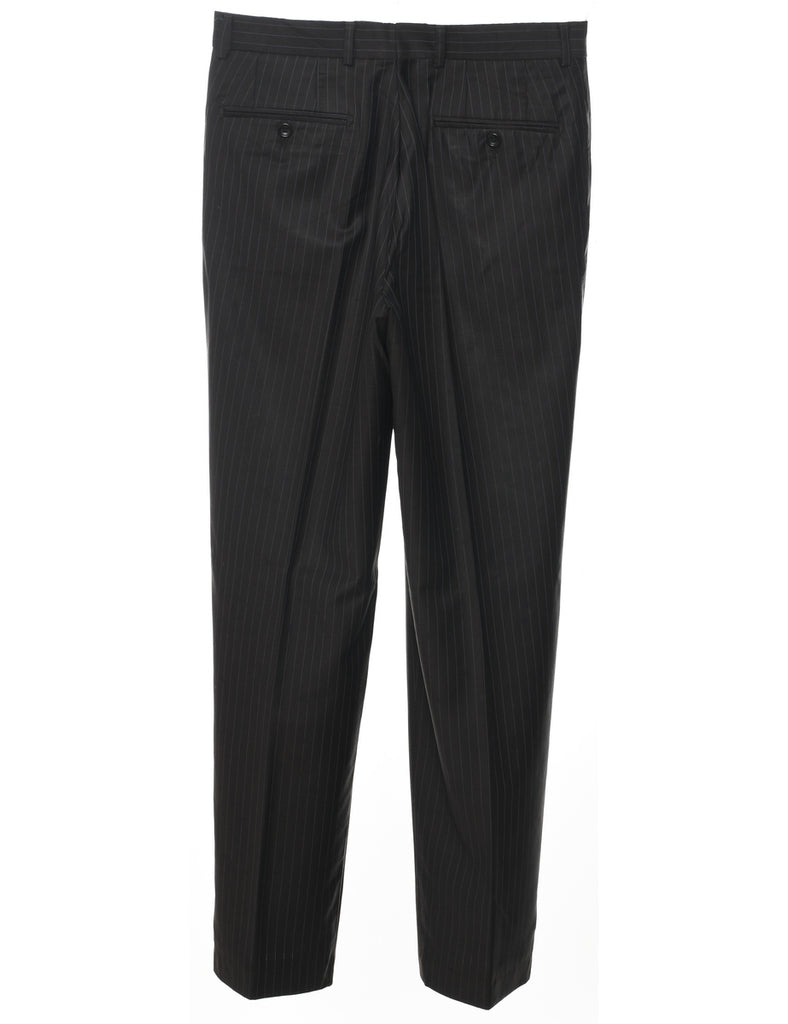Pinstriped Dark Brown Trousers - W32 L32