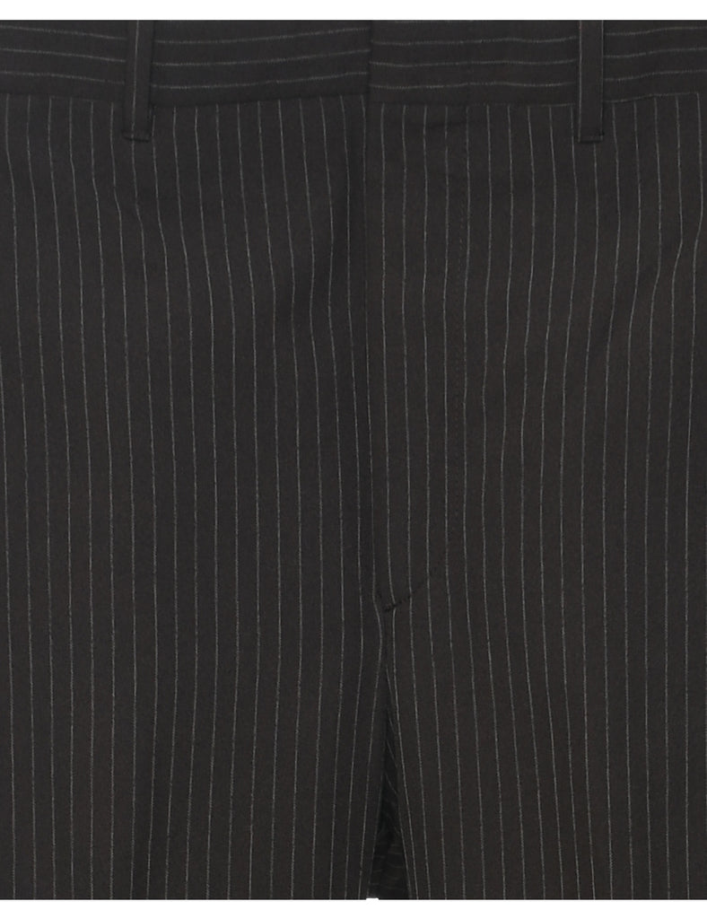 Pinstriped Dark Brown Trousers - W34 L28