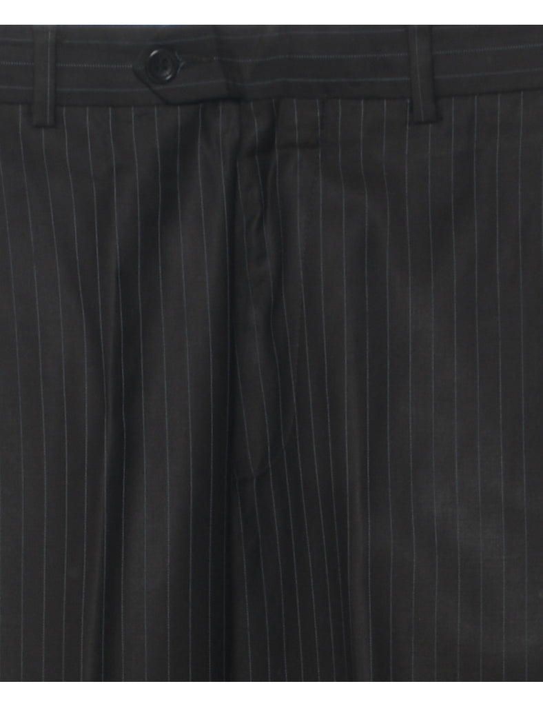 Pinstriped Dark Brown Trousers - W32 L32