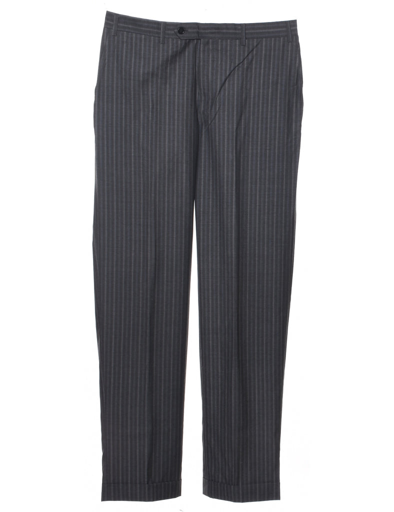 Pinstriped Dark Grey Trousers - W33 L32