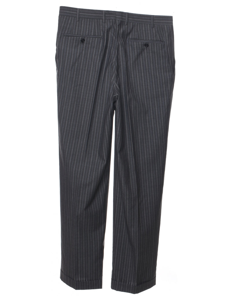 Pinstriped Dark Grey Trousers - W33 L32