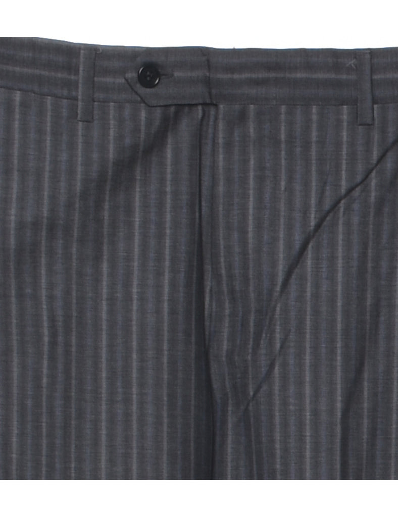 Pinstriped Dark Grey Trousers - W33 L32