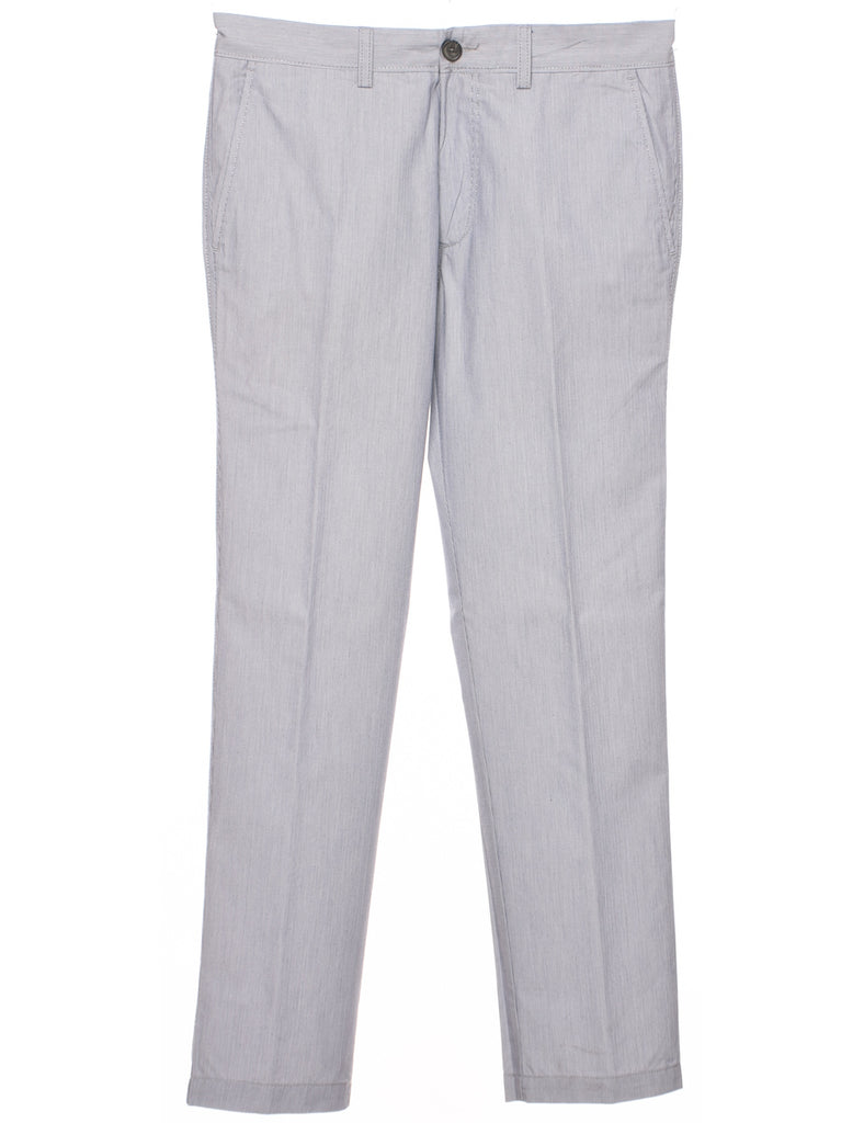 Pinstriped Light Blue Trousers - W32 L30
