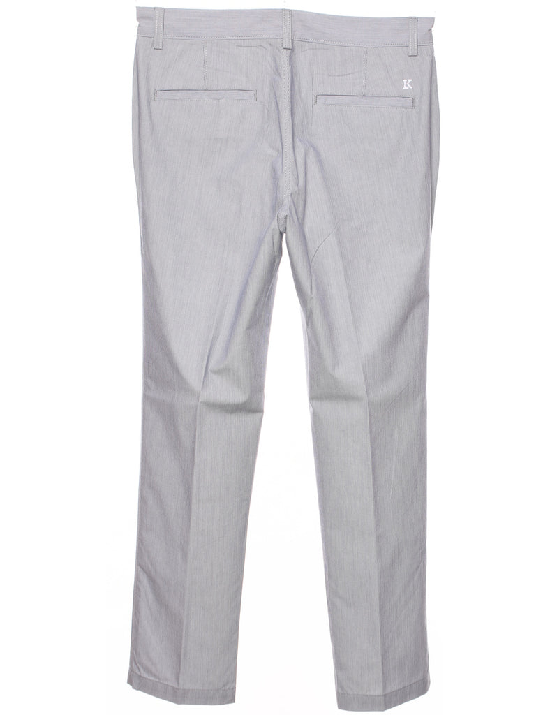 Pinstriped Light Blue Trousers - W32 L30
