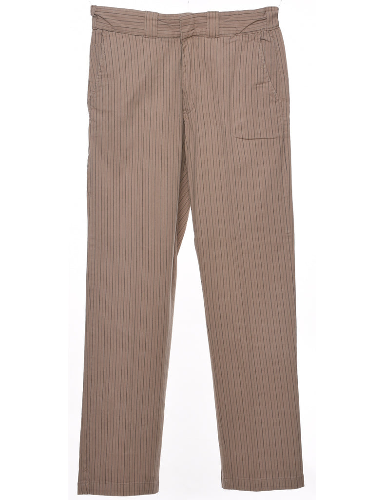 Pinstriped Light Brown Trousers - W30 L30