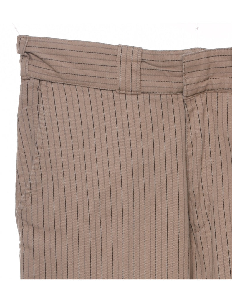 Pinstriped Light Brown Trousers - W30 L30