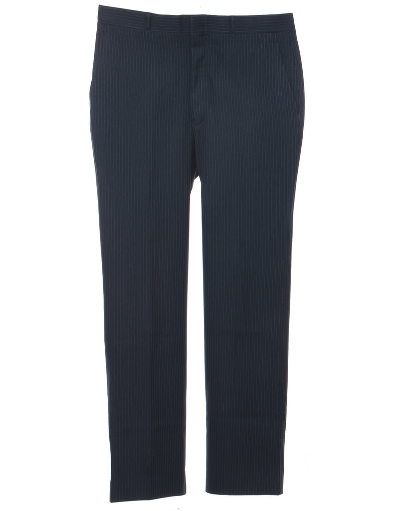 Pinstriped Navy Trousers - W34 L32