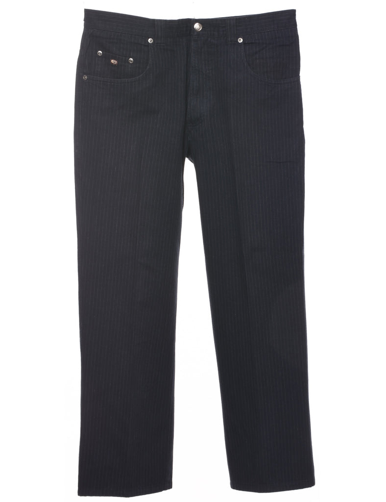 Pinstriped Navy Trousers - W34 L29