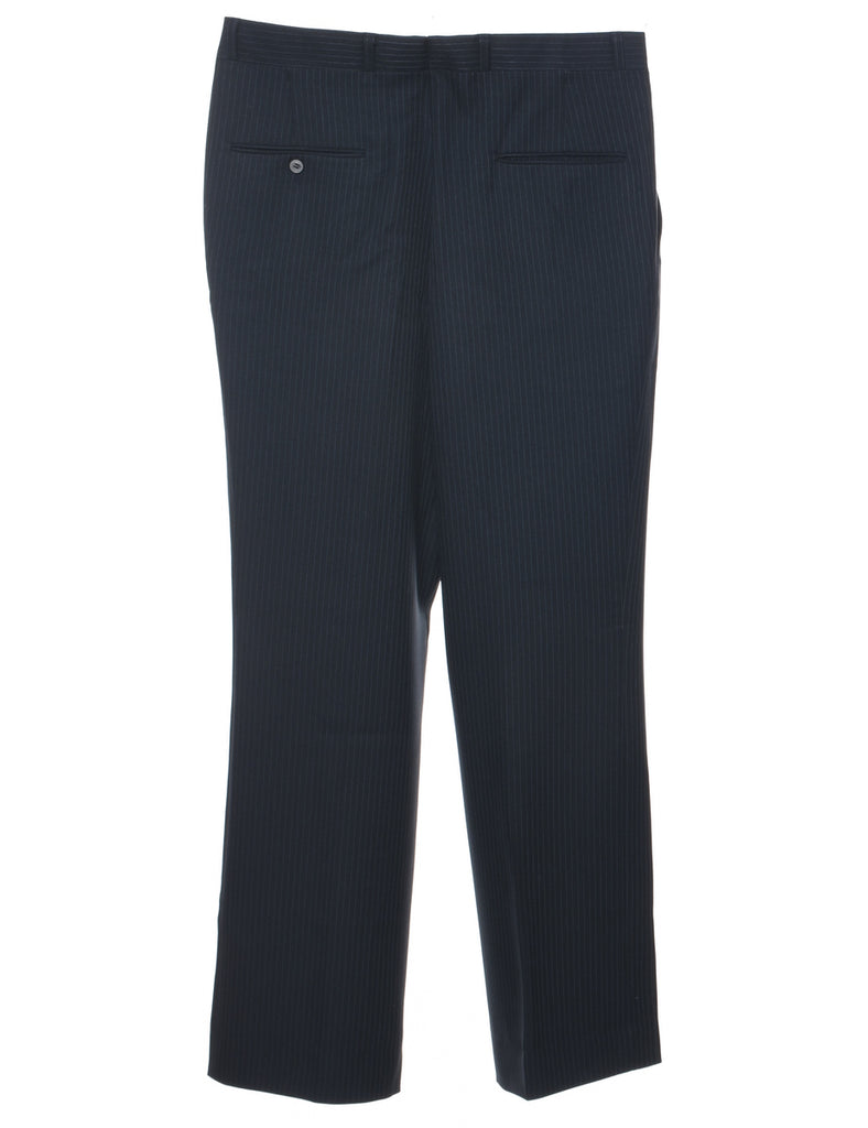 Pinstriped Navy Trousers - W34 L32