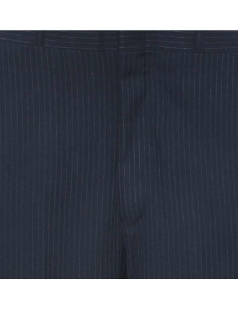 Pinstriped Navy Trousers - W34 L32