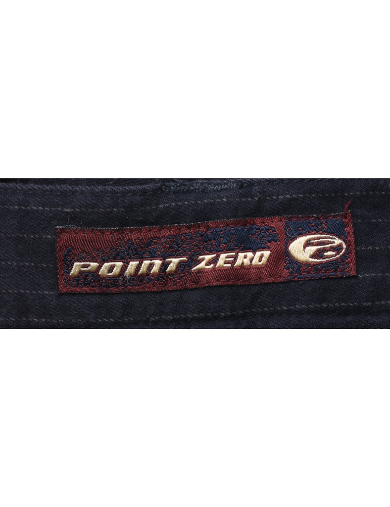 Pinstriped Navy Trousers - W34 L29