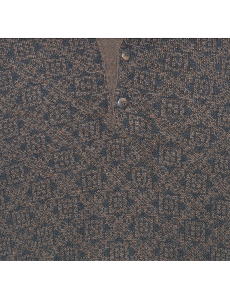 Plain Brown & Black Jumper - L