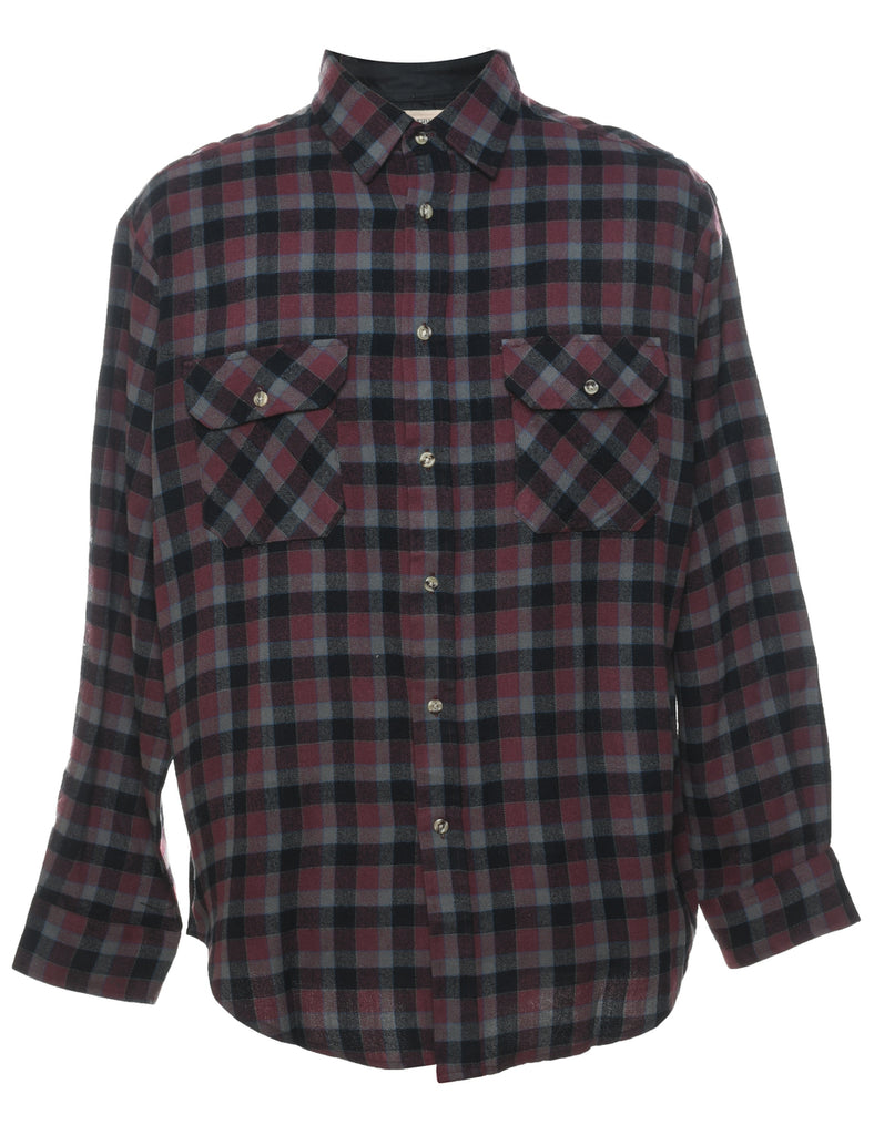 Plum & Grey Checked Shirt - L