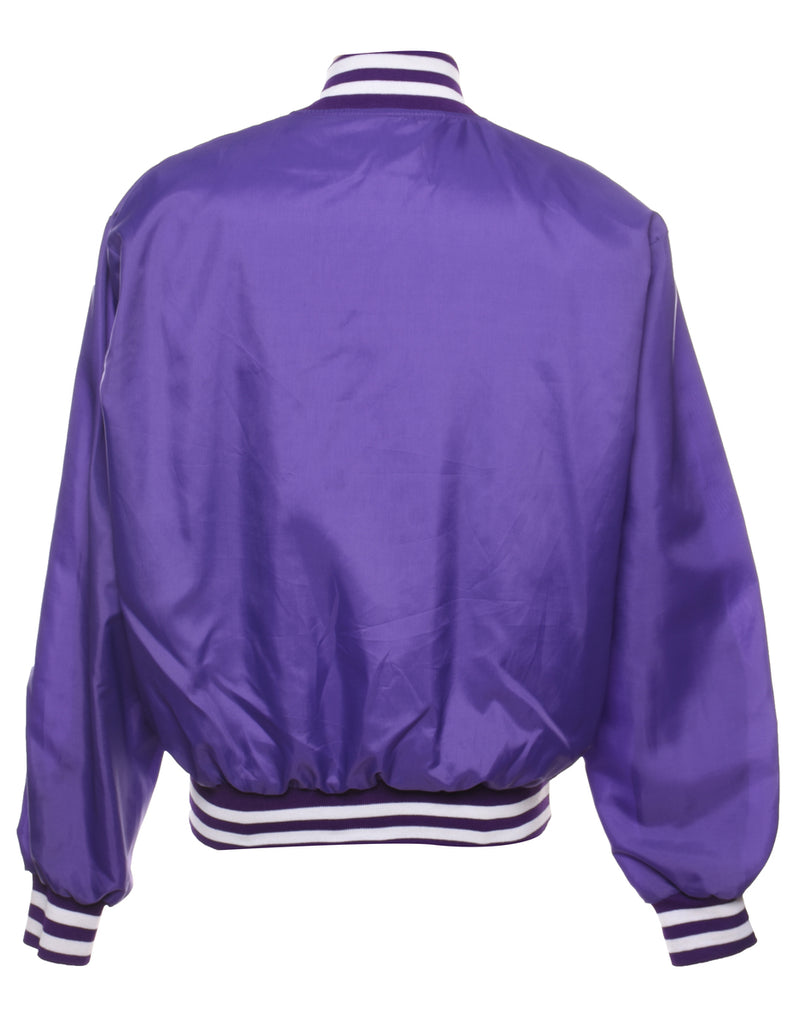 Purple & White Contrast Quarter-Zip Bomber Jacket - XL